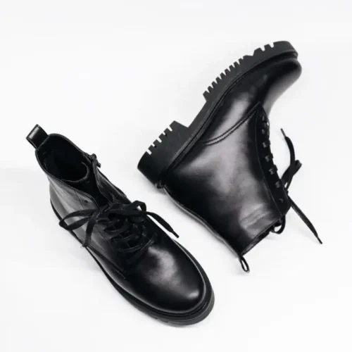 Women’s Black Leather Combat Festival Boots