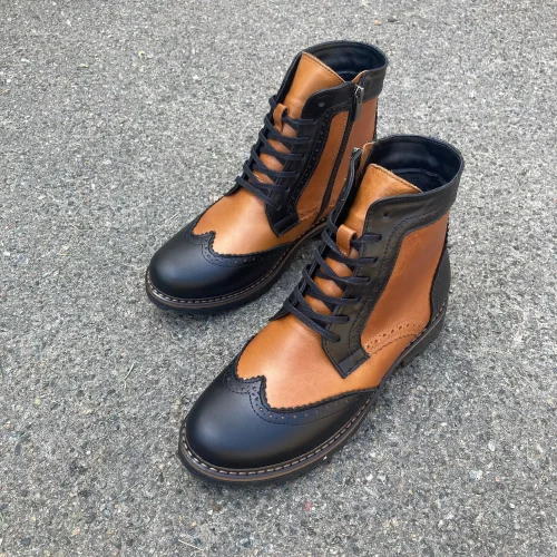 Two-tone Leather Women’s Brogue Boots