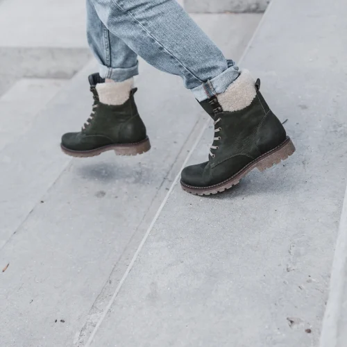 Women’s Olive Nubuck Lace-up Ankle Boots