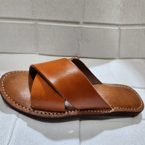 Women’s Brown Crisscross Moroccan Leather Sandals