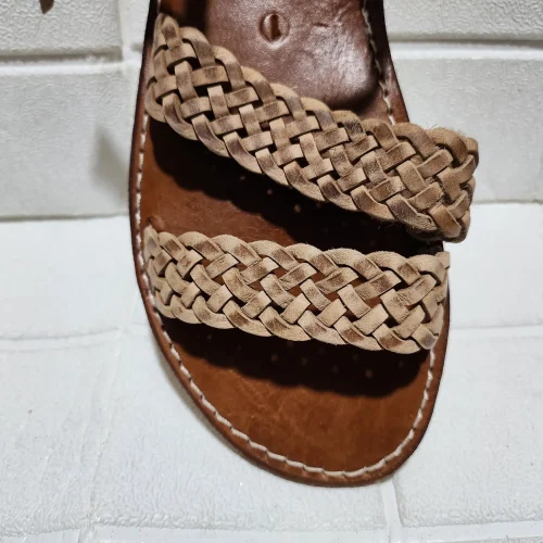 Women’s Tan Braided Moroccan Leather Sandals