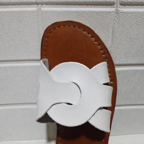 Women’s White Interlocking Strap Moroccan Slides